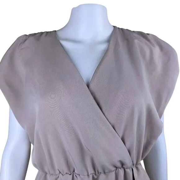 H&M Size 6 Small Light Pink V Neck Short Sleeve Ruffle Elastic Waist Midi Dress - Picture 3 of 8